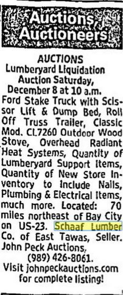 Schaff Lumber - Dec 2007 Liquidation